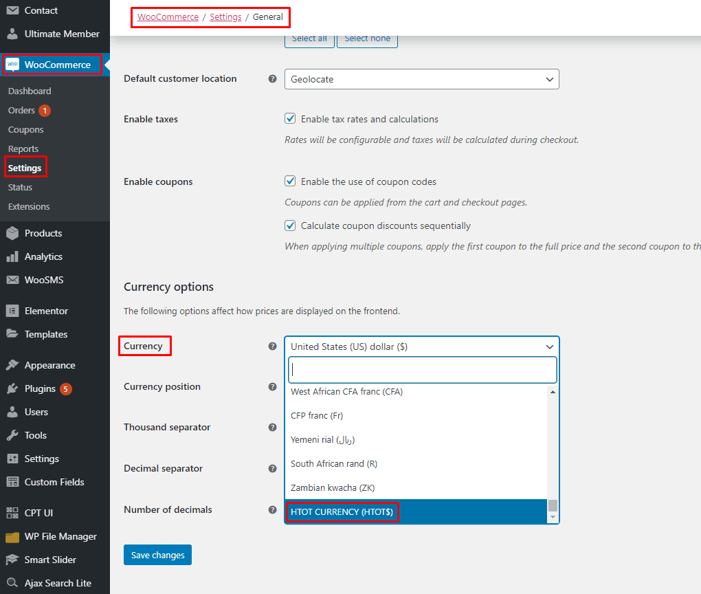 Woocommerce Change Currency Symbol